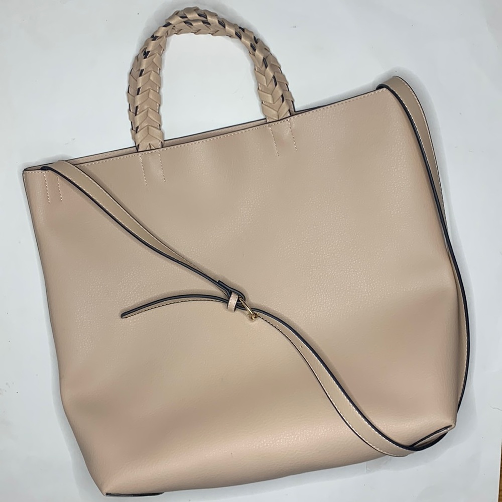 Jules Kae Vegan Leather Soft Mauve Pink Charlotte Braided Strap Tote Bag